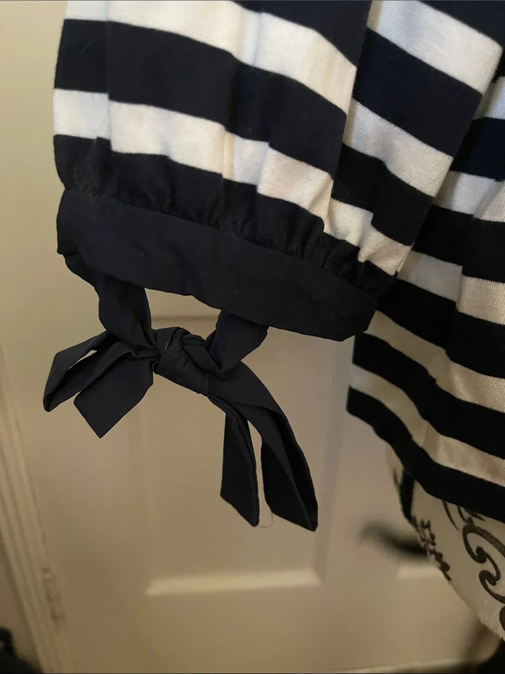 J. Crew Navy and White Striped Off-Shoulder Top